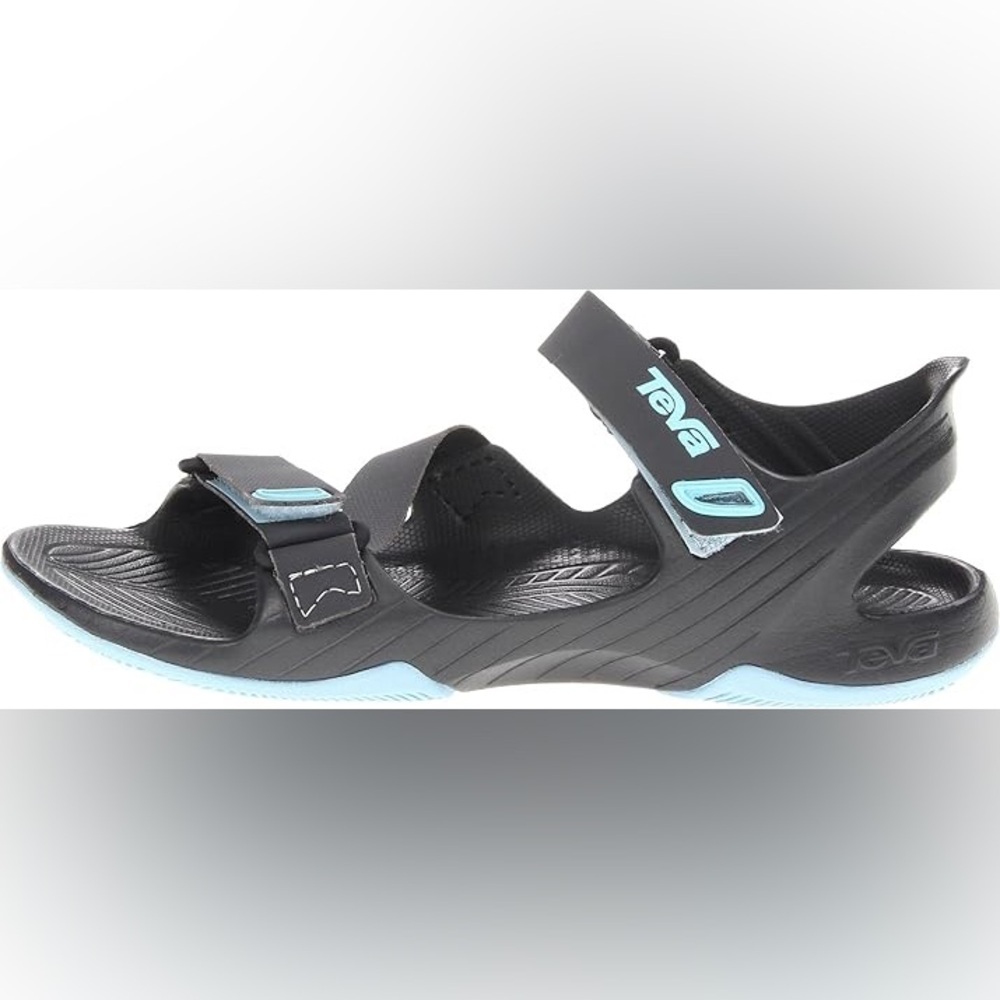 TEVA Barrucada Strappy Crisscross Adjustable Gray And Blue Sandals Size 8‎